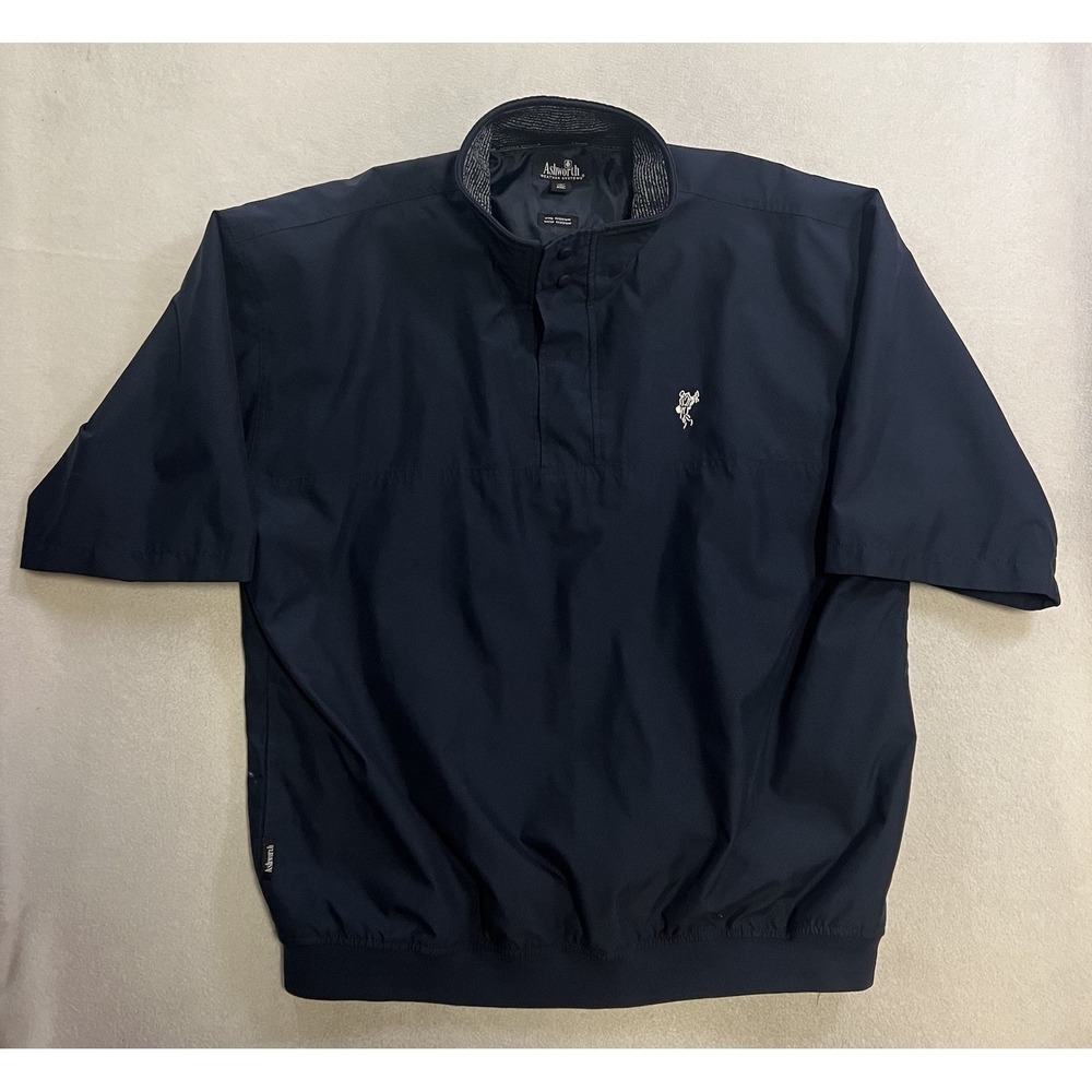 Ashworth Weather Systems Golf Jacket Mens Size 2XL Blue Short Sleeve Windbreaker